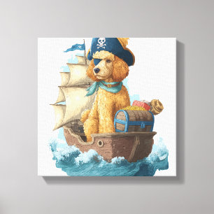 Pirat Poodle � Grappige Zee Hond Canvas Afdruk