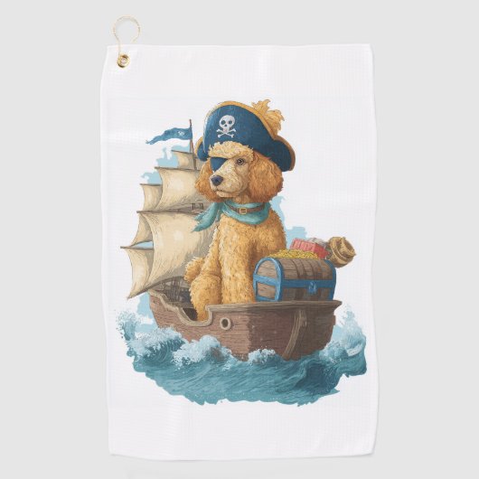 Pirat Poodle � Grappige Zee Hond Golfhanddoek (Voorkant)