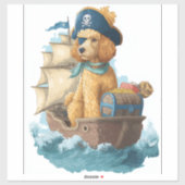 Pirat Poodle � Grappige Zee Hond Sticker (Vel)