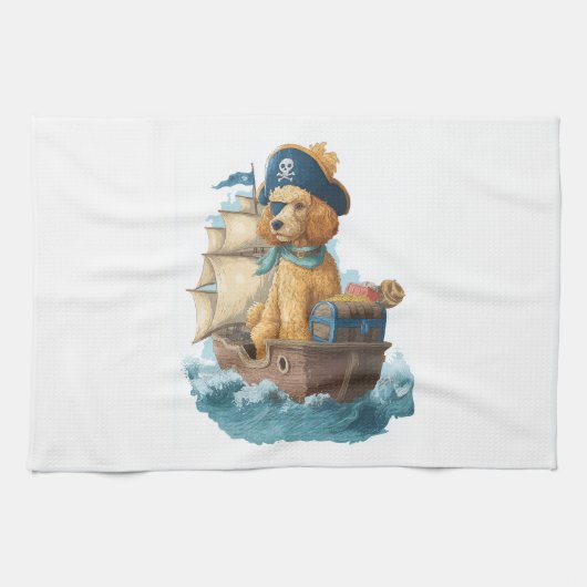 Pirat Poodle � Grappige Zee Hond Theedoek (Horizontaal)