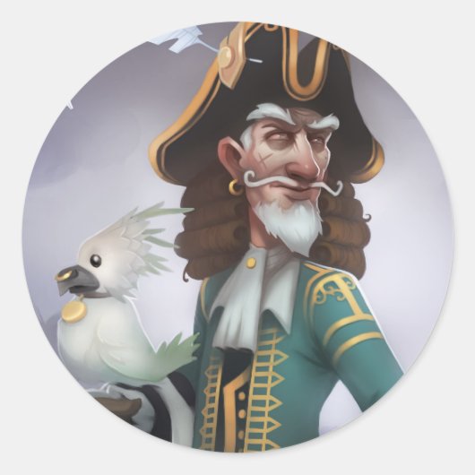 Pirate101 Kapitein Avery Ronde Sticker (Voorkant)