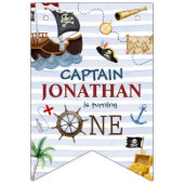 Pirate 1e Gelukkig Verjaardagsfeest Vlaggetjes (Eerste vlag)