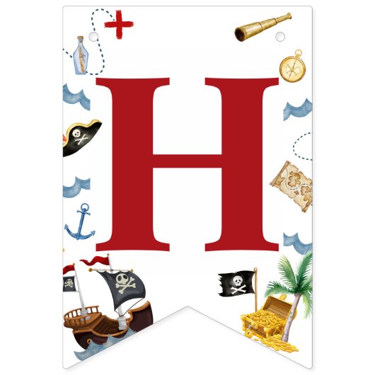 Pirate 1e Gelukkig Verjaardagsfeest Vlaggetjes (Tweede vlag)