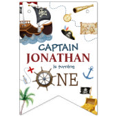 Pirate 1e Gelukkig Verjaardagsfeest Vlaggetjes (Eerste vlag)