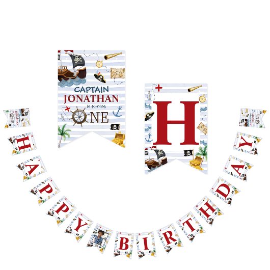 Pirate 1e Gelukkig Verjaardagsfeest Vlaggetjes