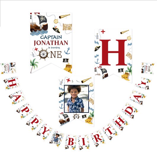 Pirate 1e Gelukkig Verjaardagsfeest Vlaggetjes