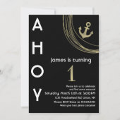 Pirate 1st Birthday Faux Gold Anchor Nautical Kaart (Voorkant)