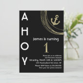 Pirate 1st Birthday Faux Gold Anchor Nautical Kaart (Staand voorkant)