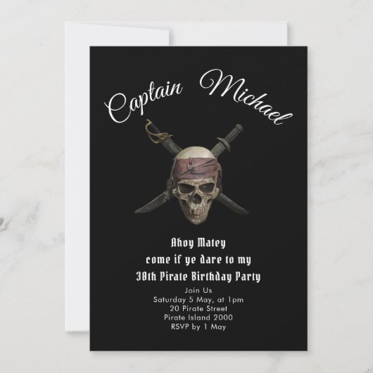 Pirate 30th Birthday Party Invitation Kaart (Voorkant)