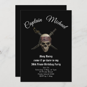 Pirate 30th Birthday Party Invitation Kaart
