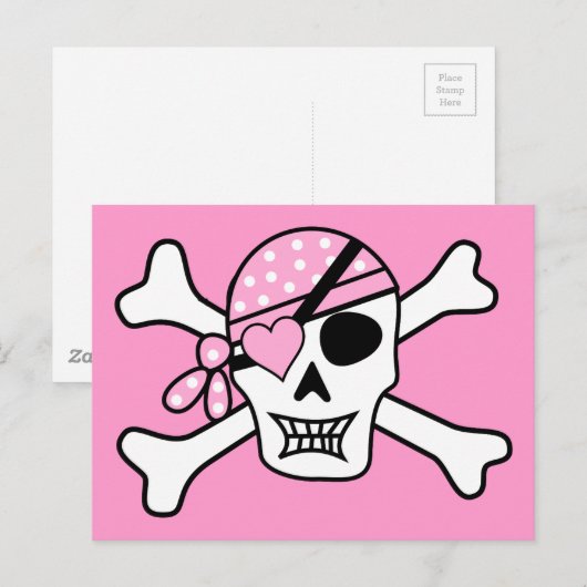 pirate-310038 piraatschedel en kruisgraten briefkaart (Voorkant / Achterkant)