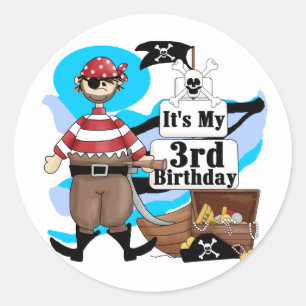 Pirate 3e verjaardag Tshirts en geschenken Ronde Sticker