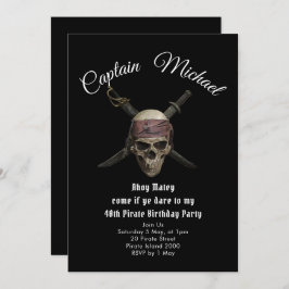 Pirate 40th Birthday Party Invitation Kaart