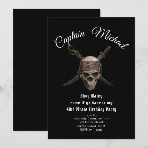 Pirate 40th Birthday Party Invitation Kaart