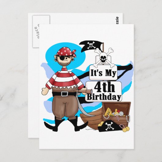Pirate 4e Verjaardag Tshirts en geschenken Briefkaart (Voorkant / Achterkant)