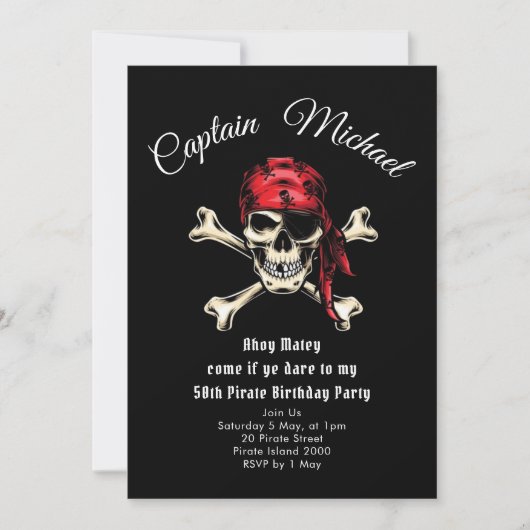 Pirate 50th Birthday Party Invitation Kaart (Voorkant)