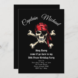 Pirate 50th Birthday Party Invitation Kaart