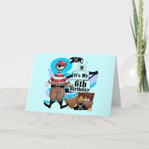 Pirate 6e Verjaardag T-shirts en geschenken Kaart