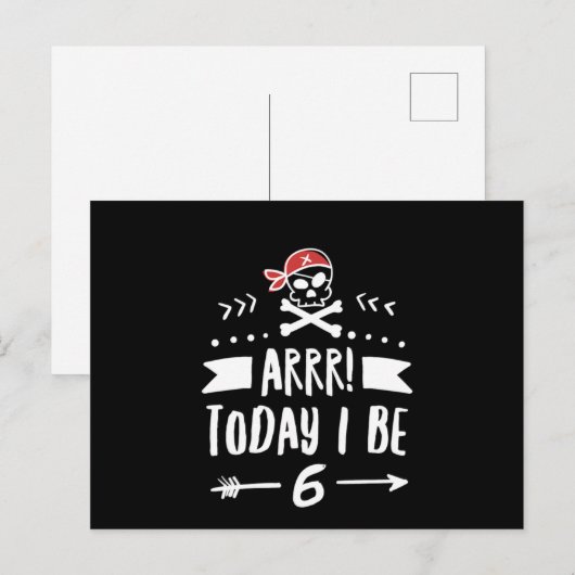 Pirate 6e verjaardag van de partij van vandaag ben briefkaart (Voorkant / Achterkant)
