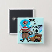 Pirate 6th Birthday t-shirts en cadeautjes Vierkante Button 5,1 Cm (Voorkant /achterkant)