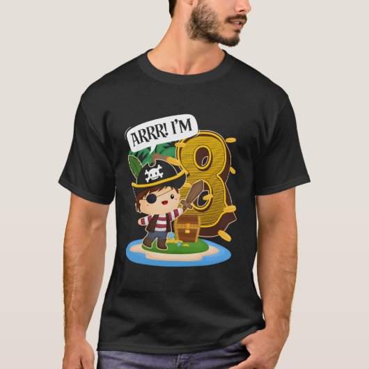 Pirate 8e Py 8 Arrr Ik ben 8 T-shirt (Voorkant)