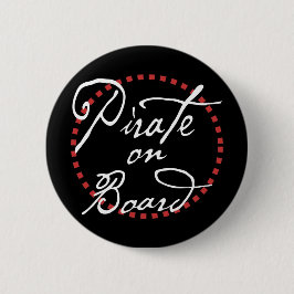 Pirate aan boord ronde button 5,7 cm