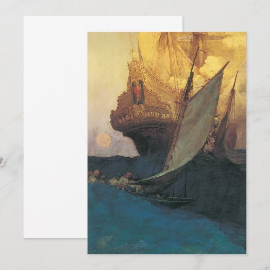  Pirate, aanval op een Galleon door Howard Pyle (Voorkant / Achterkant)
