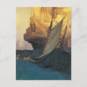  Pirate, aanval op een Galleon door Howard Pyle Briefkaart