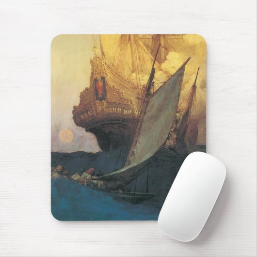  Pirate, aanval op een Galleon door Howard Pyle Muismat (Met muis)