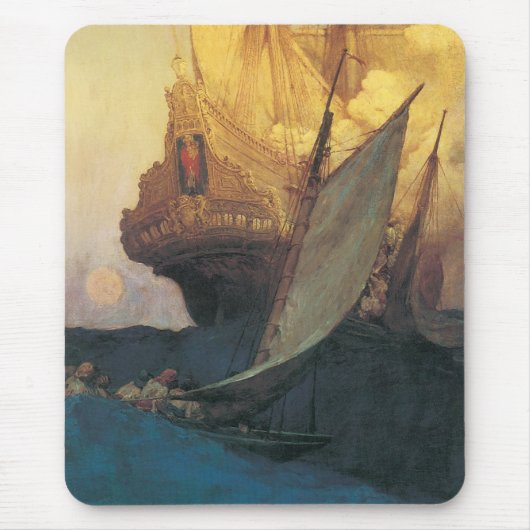 Pirate, aanval op een Galleon door Howard Pyle Muismat (Voorkant)