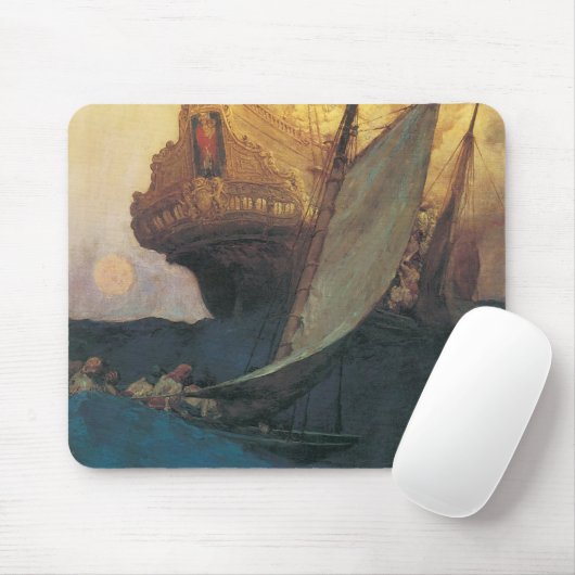  Pirate, aanval op een Galleon door Howard Pyle Muismat (Met muis)