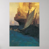 Pirate, aanval op een Galleon door Howard Pyle Poster (Voorkant)