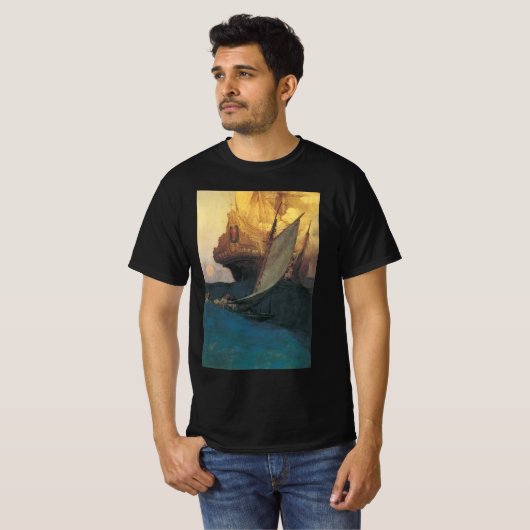 Pirate, aanval op een Galleon door Howard Pyle T-shirt (Voorkant volledig)