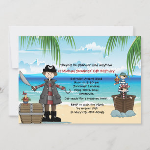 Pirate Adventure Birthday Party Invitation Kaart
