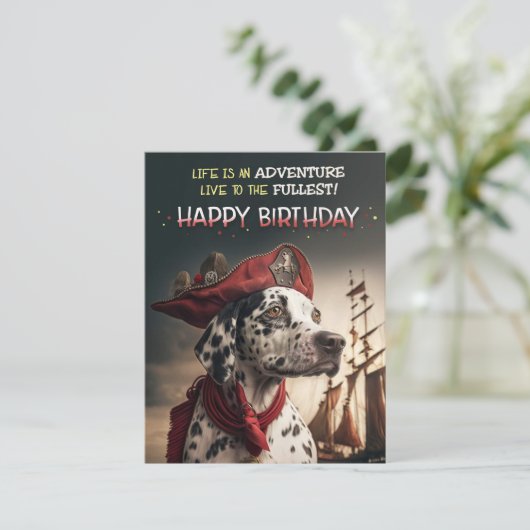 Pirate Adventure Dalmatian Birthday Kaart (Staand voorkant)