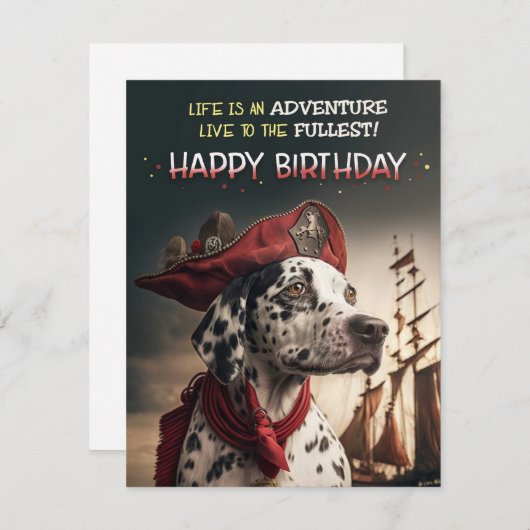 Pirate Adventure Dalmatian Birthday Kaart (Voorkant / Achterkant)