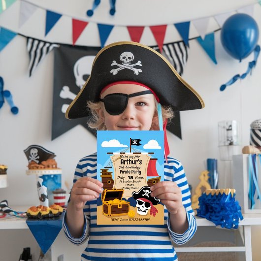 Pirate Adventure kind verjaardagsfeest zee thema Kaart