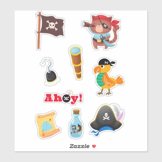Pirate Adventure Sticker Sheet voor kinderen (Vel)
