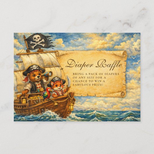Pirate Adventure Storybook Diapper Raffle Informatiekaartje (Voorkant)