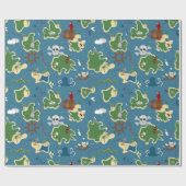 Pirate Adventure Treasure Map Blue Cadeaupapier (Vlak)
