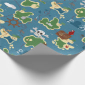 Pirate Adventure Treasure Map Blue Cadeaupapier (Hoek)
