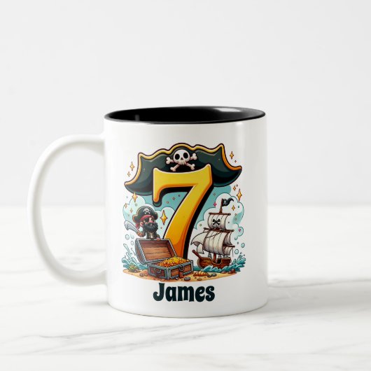 Pirate Adventure - Vieren van 7 Zeeen van plezier Tweekleurige Koffiemok (Links)