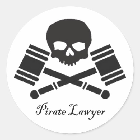 Pirate Advocaat Ronde Sticker w / Border (Voorkant)