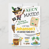 Pirate Ahoy Jongen Verjaardagsfeestuitnodiging Kaart (Voorkant)