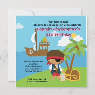 Pirate Ahoy Mates Birthday Party Invitation Boy Kaart