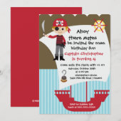 Pirate Ahoy Mates Birthday Party Invitation Boy Kaart (Voorkant / Achterkant)