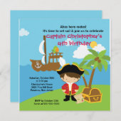 Pirate Ahoy Mates Birthday Party Invitation Boy Kaart (Voorkant / Achterkant)
