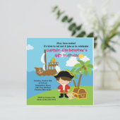 Pirate Ahoy Mates Birthday Party Invitation Boy Kaart (Staand voorkant)
