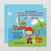 Pirate Ahoy Mates Birthday Party Invitation Boy Kaart (Voorkant / Achterkant)