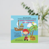 Pirate Ahoy Mates Birthday Party Invitation Boy Kaart (Staand voorkant)